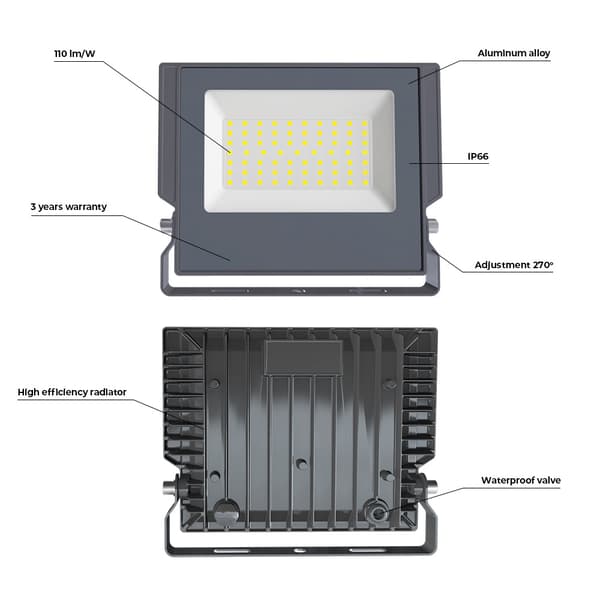 Forever Light ASPIRE - LED-flomlys, 10W 6000K 1100lm 230V Forever Light