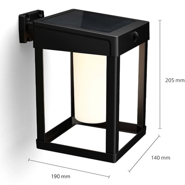Philips Camill Vägglampa Solcell Ultra Efficient LED 25lm/250lm Svart
