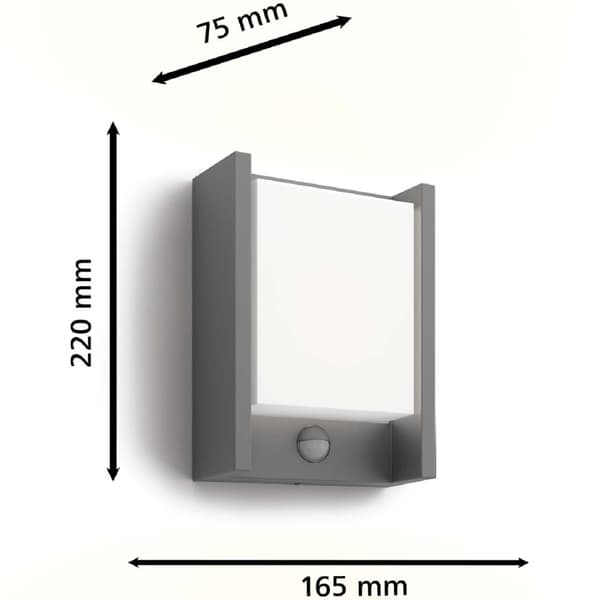 Philips Arbour Vägglampa Sensor Ultra Efficient LED  3,8W 800lm Antracit