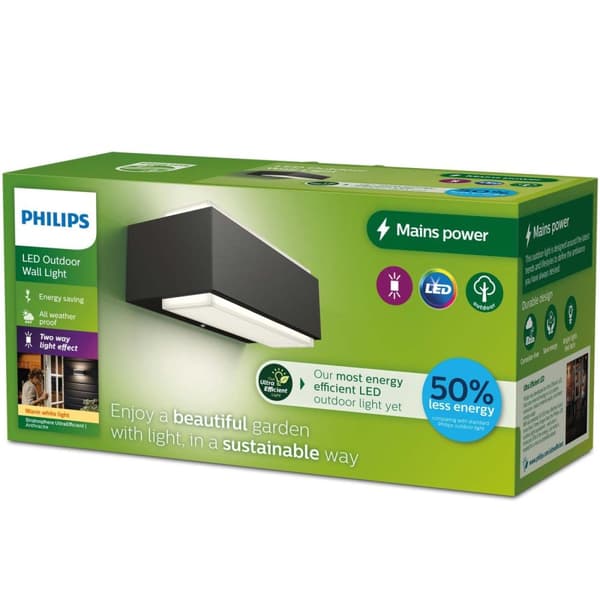 Philips Stratosphere Vegglampe Ultra Efficient LED 3,8W 800lm Antracitt