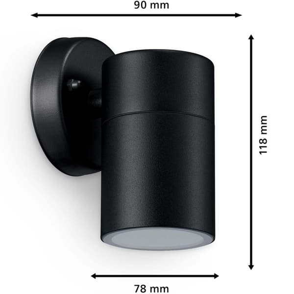 Philips Kylis Väggarmatur Downlight (GU10-sockel) IP44 Rostfritt stål Svart