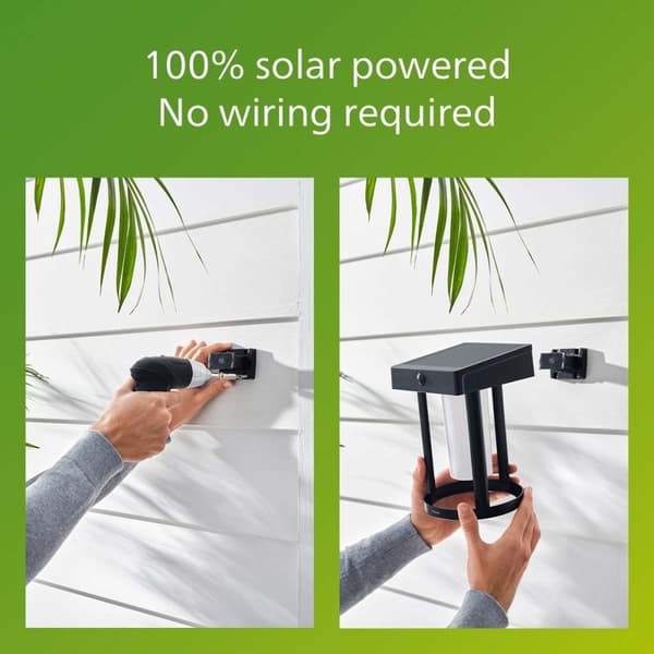 Philips Fyce Vegglampe Rett Solcell Ultra Efficient LED 200lm Svart