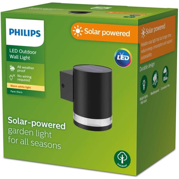 Philips Fyce Vegglampe Rett Solcell Ultra Efficient LED 200lm Svart