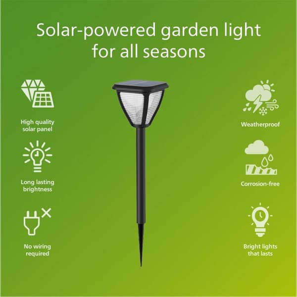 Philips Vapora solcelledrevet hagelampe LED 200lm svart