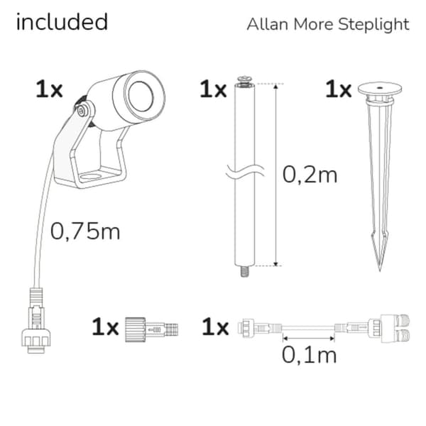 Llitt Allan More Spotlight m metallspyd 1-pk 12V 3000K 100lm IP67