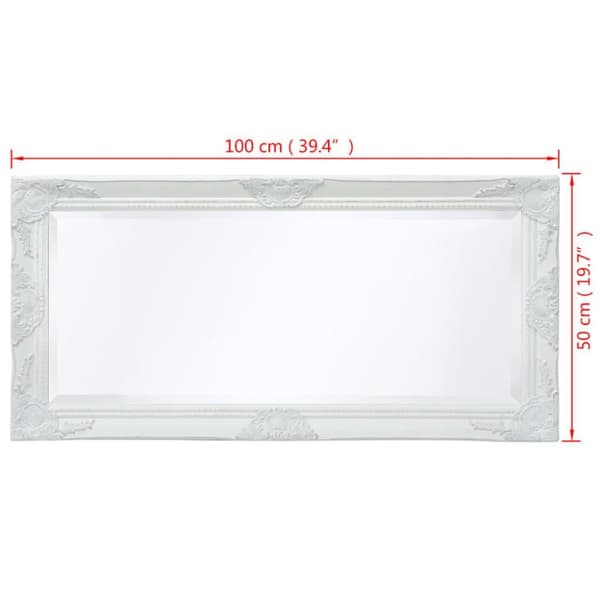 vidaXL Seinäpeili Barokkityylinen 100x50 cm Valkoinen