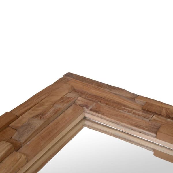 vidaXL dekorativt spejl i teak 60 x 60 cm firkantet