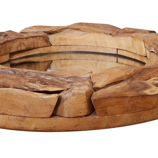 vidaXL dekorativt spejl i teak 60 cm rundt
