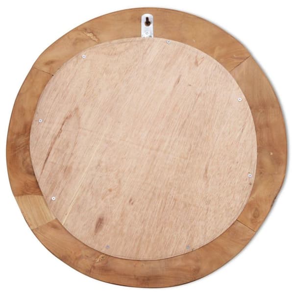 vidaXL dekorativt spejl i teak 60 cm rundt