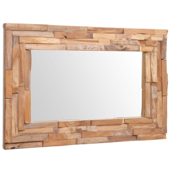 vidaXL Prydnadsspegel teak 90x60 cm rektangulär