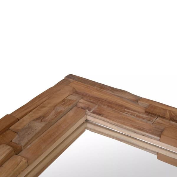 vidaXL Prydnadsspegel teak 90x60 cm rektangulär