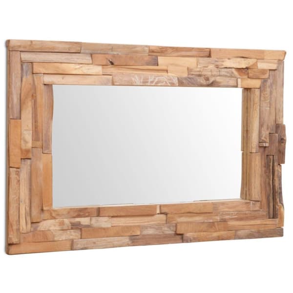 vidaXL Prydnadsspegel teak 90x60 cm rektangulär