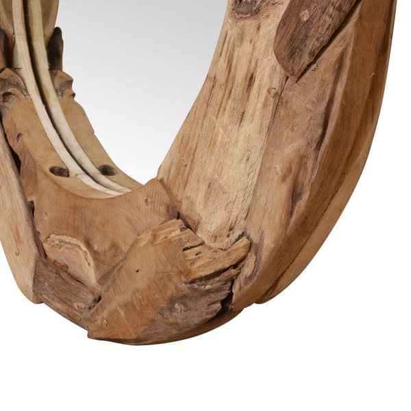 vidaXL Prydnadsspegel teak 60 cm rund