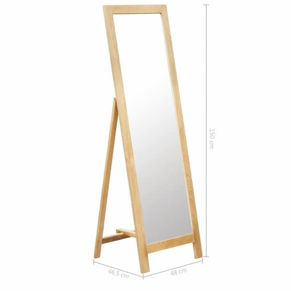 vidaXL fritstående spejl 48 x 46,5 x 150 cm massivt egetræ