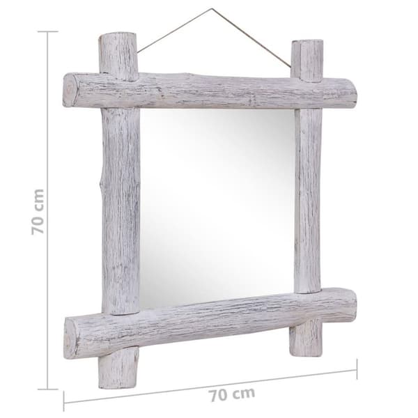 vidaXL Väggspegel vit 70x70 cm massivt återvunnet trä