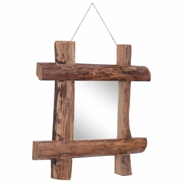 vidaXL Speil med tre ramme naturlig 50x50 cm resirkulert teak