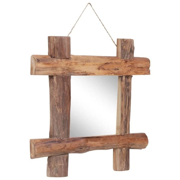 vidaXL Speil med tre ramme naturlig 50x50 cm resirkulert teak