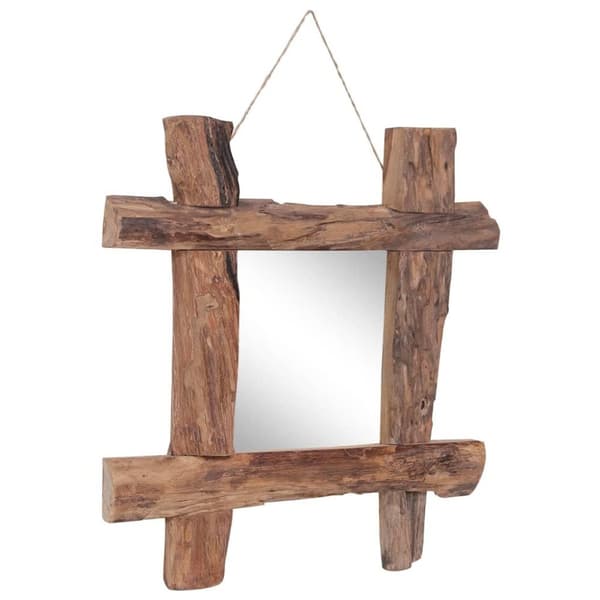 vidaXL Speil med tre ramme naturlig 50x50 cm resirkulert teak