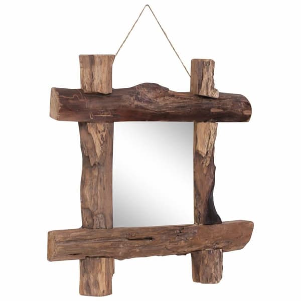vidaXL Speil med tre ramme naturlig 50x50 cm resirkulert teak