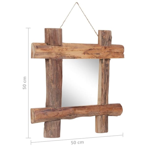 vidaXL Speil med tre ramme naturlig 50x50 cm resirkulert teak