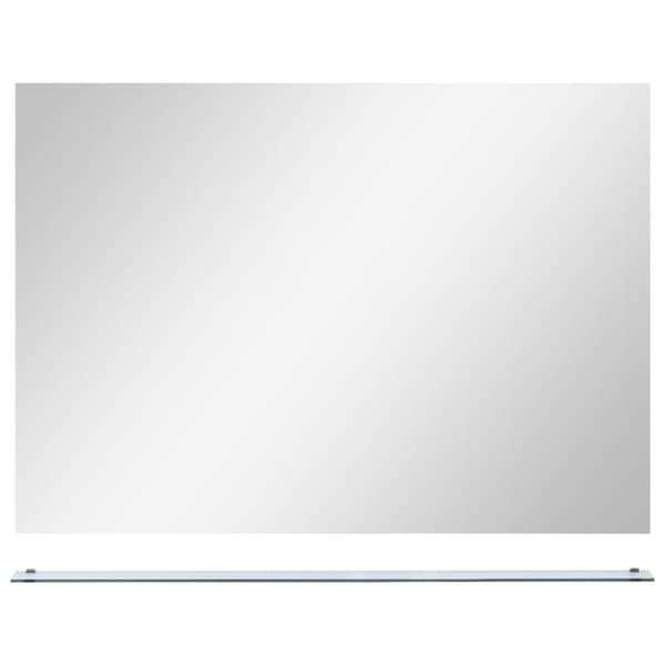 vidaXL Badrumsspegel med hylla 80x60 cm härdat glas