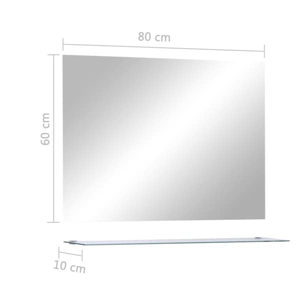vidaXL Badrumsspegel med hylla 80x60 cm härdat glas