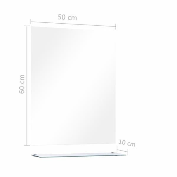 vidaXL vægspejl med hylde 50 x 60 cm hærdet glas