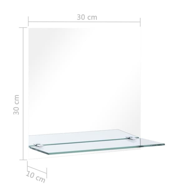 vidaXL Veggspeil med hylle 30x30 cm herdet glass