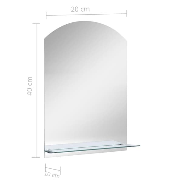 vidaXL Väggspegel med hylla 20x40 cm härdat glas
