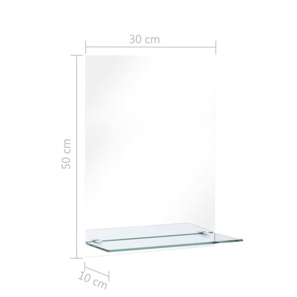 vidaXL Veggspeil med hylle 30x50 cm herdet glass