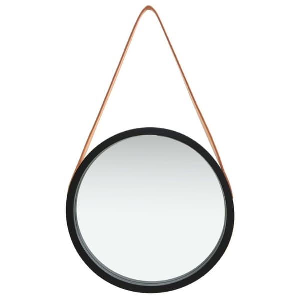 vidaXL vægspejl med rem 40 cm sort