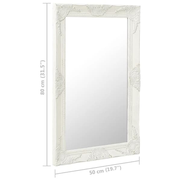 vidaXL Väggspegel barockstil 50x80 cm vit
