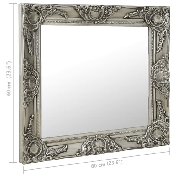 vidaXL Väggspegel barockstil 60x60 cm silver