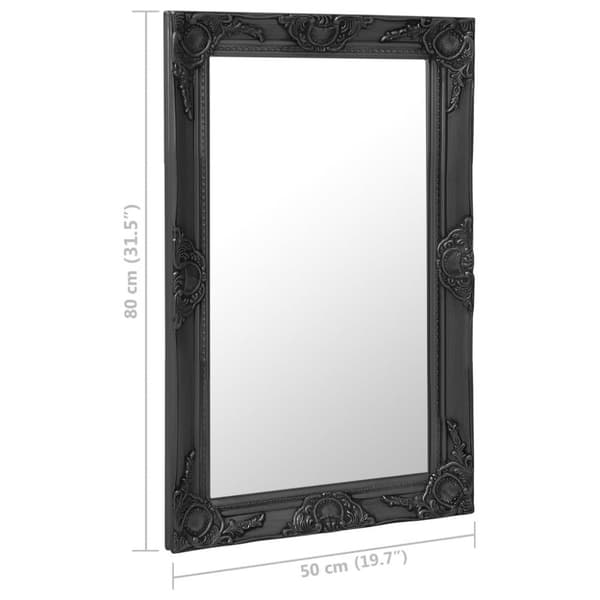 vidaXL Väggspegel barockstil 50x80 cm svart