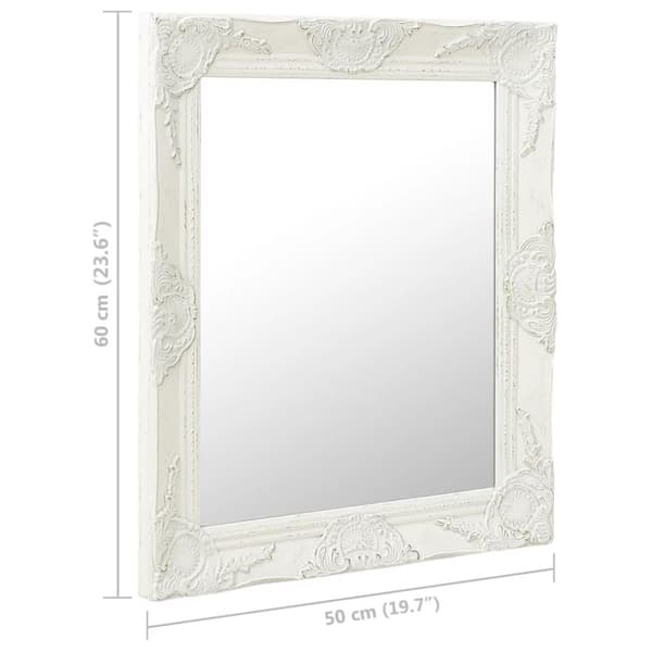 vidaXL Veggspeil barokkstil 50x60 cm hvit