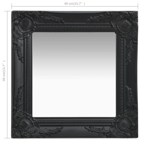 vidaXL Väggspegel barockstil 40x40 cm svart