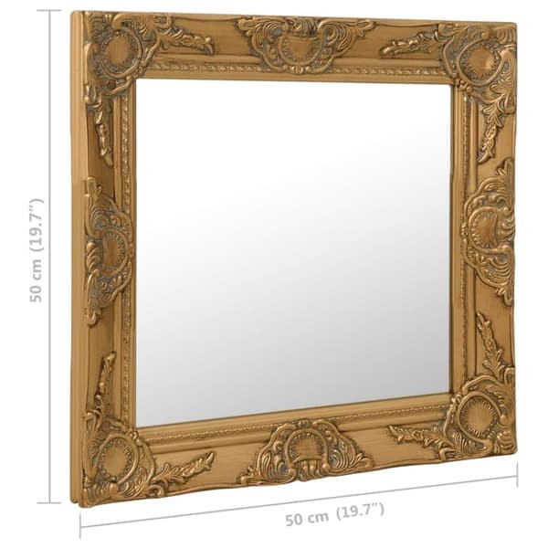 vidaXL Väggspegel barockstil 50x50 cm guld