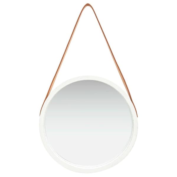 vidaXL Väggspegel med rem 40 cm vit