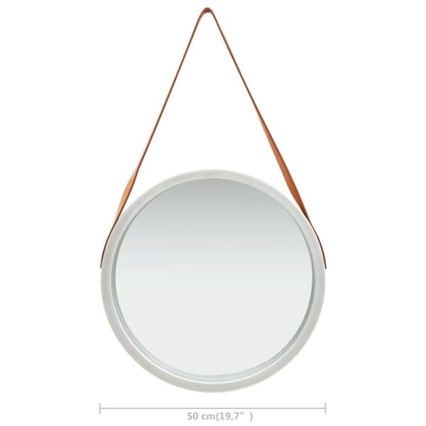 vidaXL Väggspegel med rem 50 cm silver