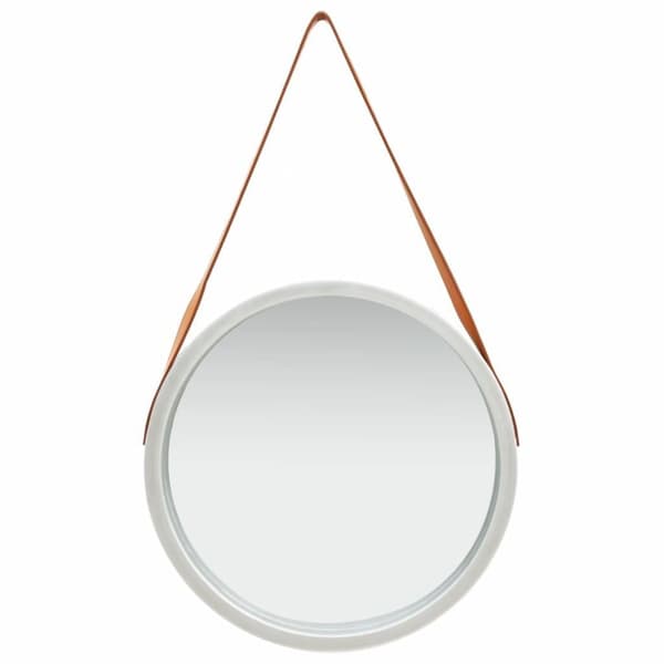 vidaXL Väggspegel med rem 50 cm silver