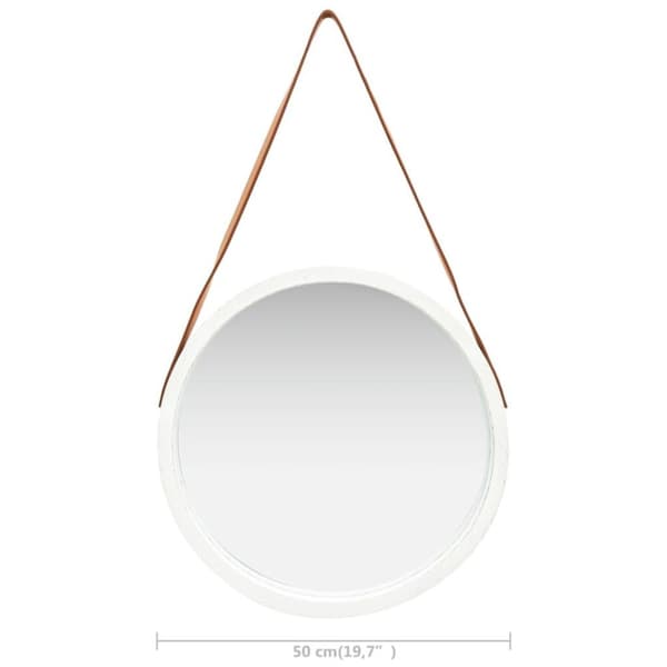 vidaXL Veggspeil med stropp 50 cm hvit