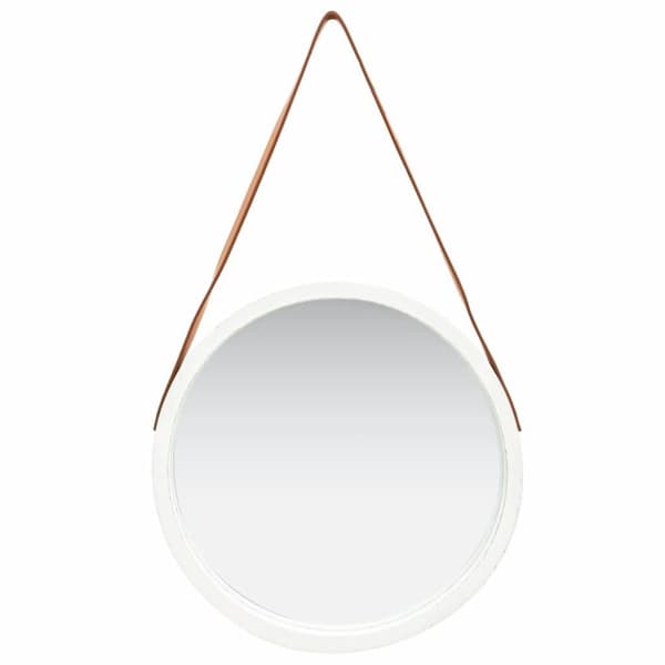 vidaXL Veggspeil med stropp 50 cm hvit