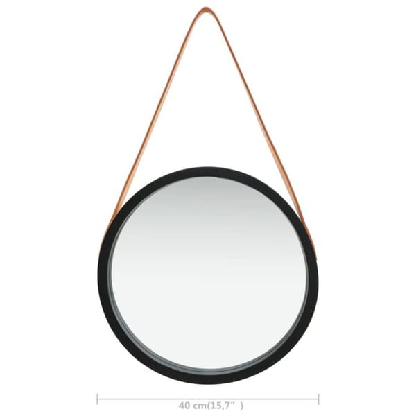 vidaXL Väggspegel med rem 40 cm svart