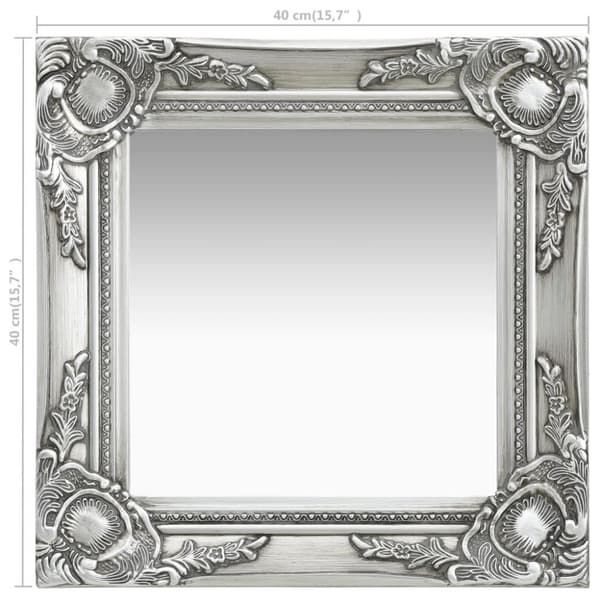 vidaXL Väggspegel barockstil 40x40 cm silver