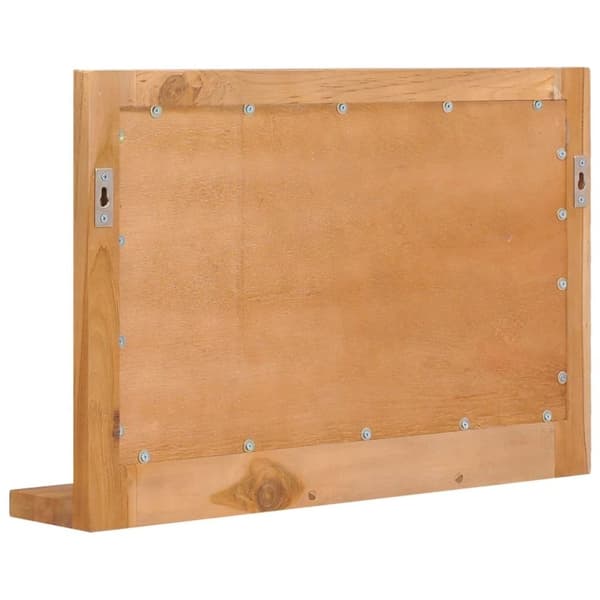 vidaXL vægspejl med hylde 60x12x40 cm massivt teaktræ