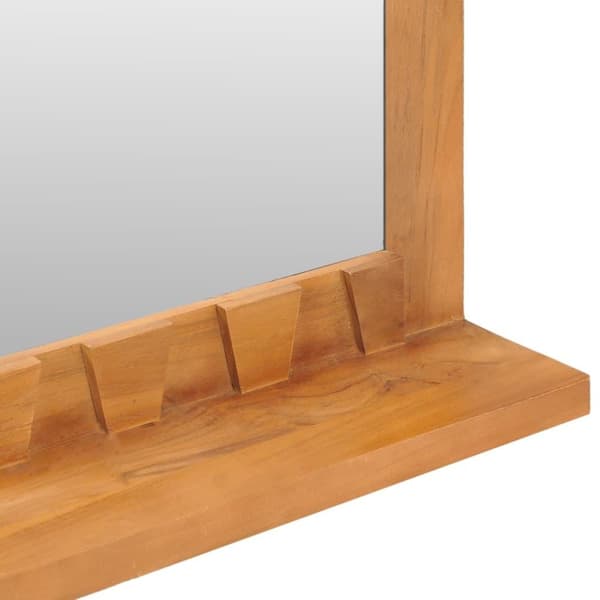 vidaXL Veggspeil med hylle 60x12x40 cm heltre teak