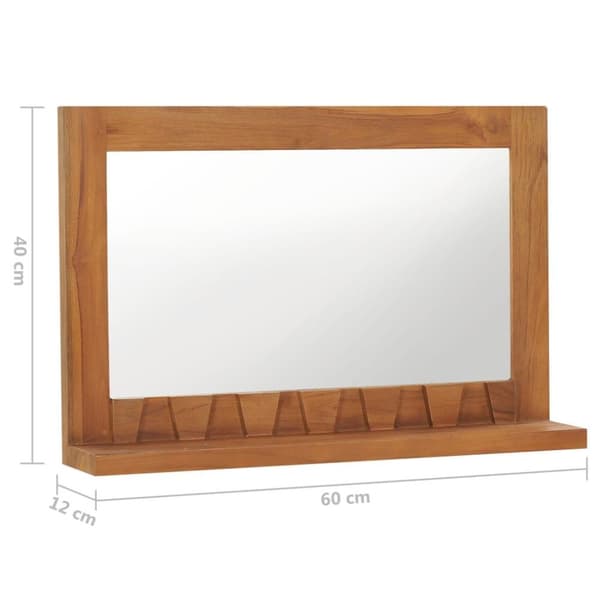 vidaXL Veggspeil med hylle 60x12x40 cm heltre teak