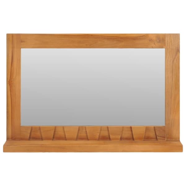 vidaXL Veggspeil med hylle 60x12x40 cm heltre teak