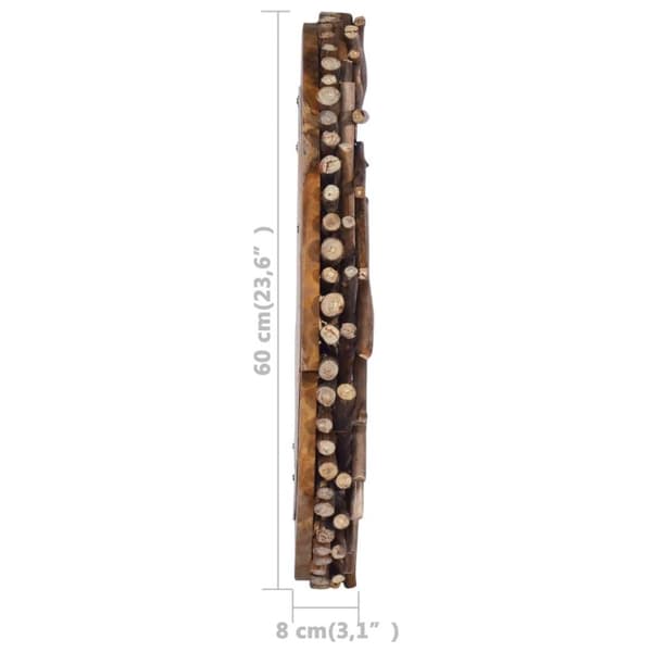 vidaXL Väggspegel rund 60 cm teak