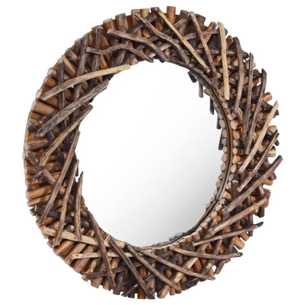 vidaXL Väggspegel rund 60 cm teak